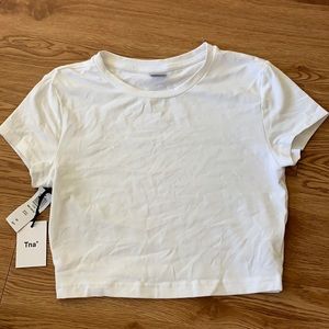 Aritzia TNA White Crop Top